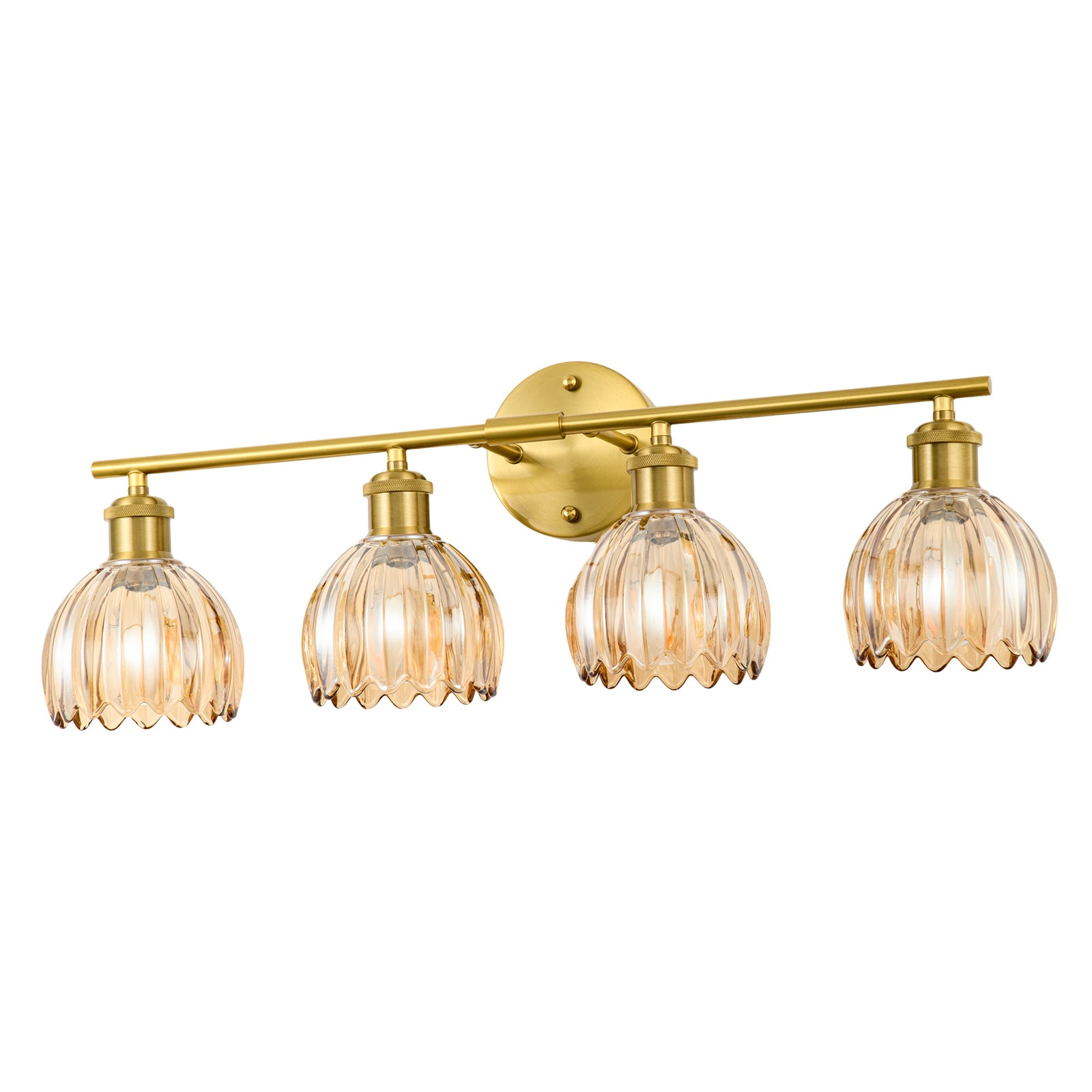 Vintage 4-Light Copper Vanity Light with Amber Glass Shades,Adjustable E26 gallery