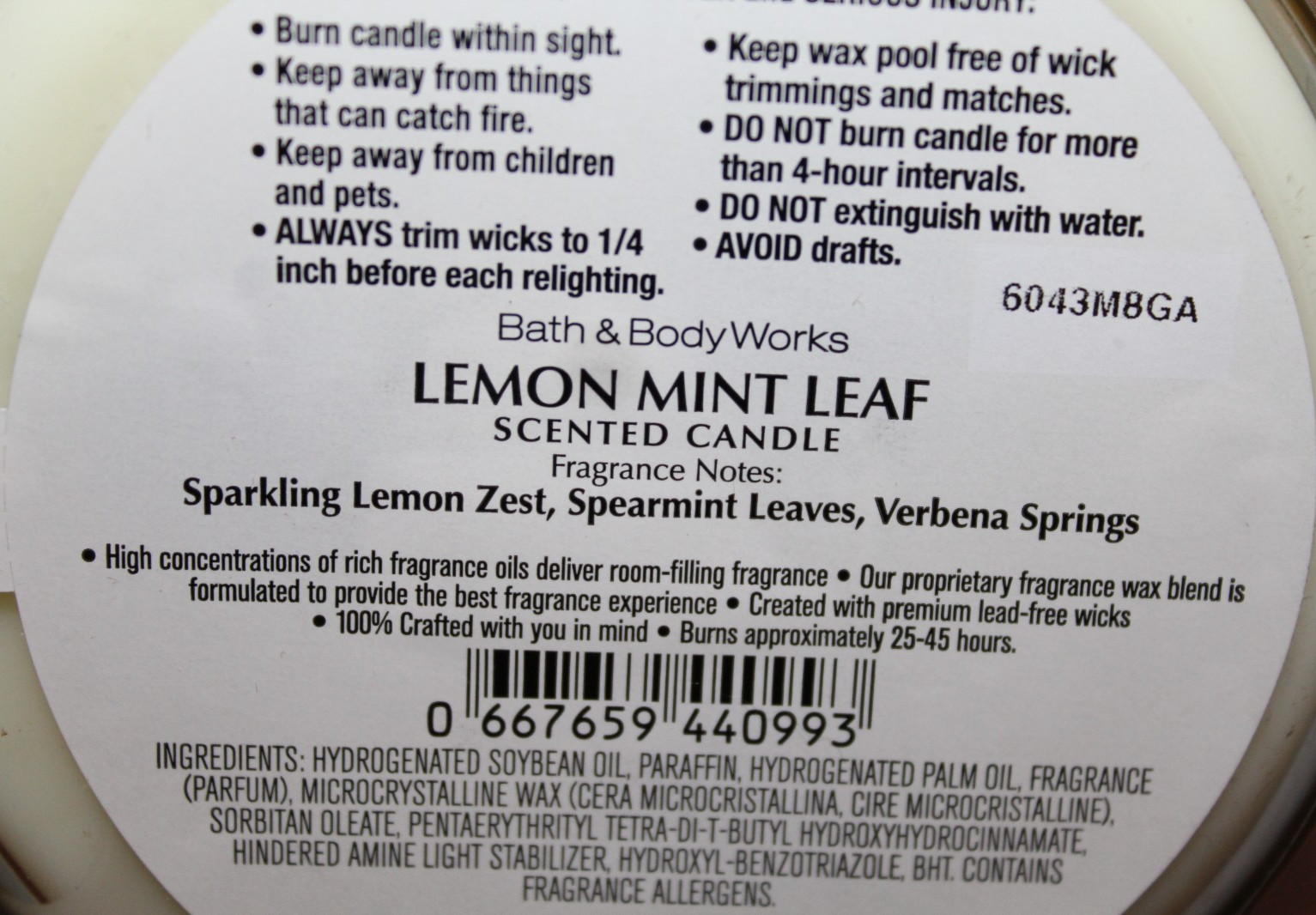 Bath & Body Works Lemon Mint Leaf 3 Wick Scented Candle 14.5 oz gallery