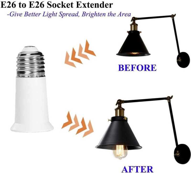 Light Bulb Socket Extender E26/E27 Screw In Adapter 3cm 1.4 inch Extension Base gallery