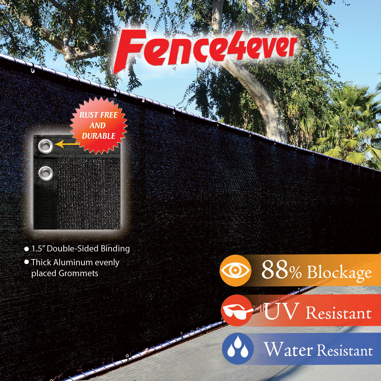 Black 5'x50' 5ft Fence Windscreen Privacy Screen Shade Cover Mesh Fabric Tarp gallery