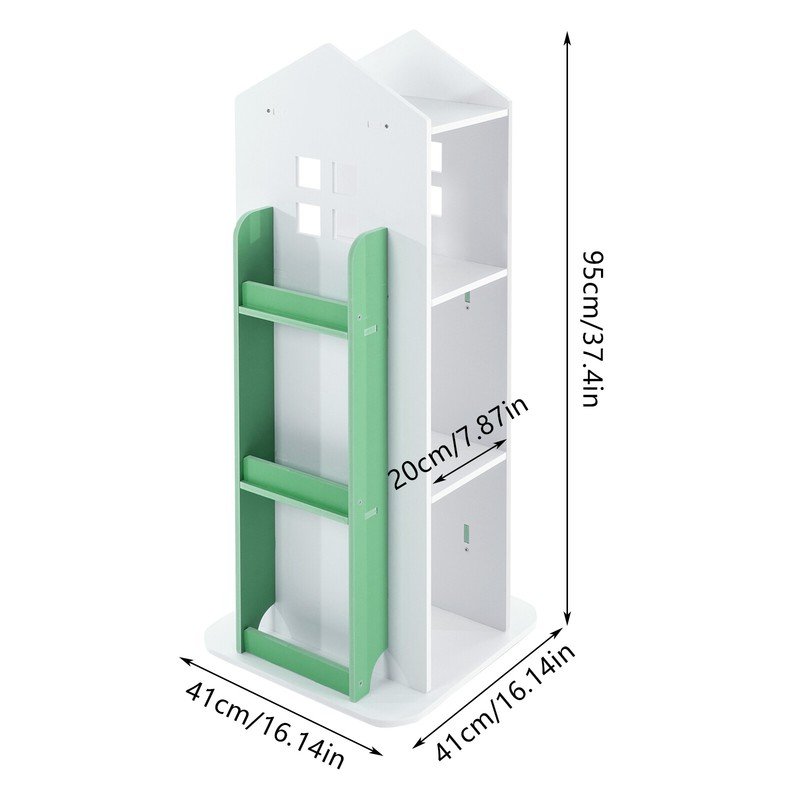 4-Tier Bookcase Storage Shelf 360° Rotating Bookshelf /Freestanding Display Rack gallery