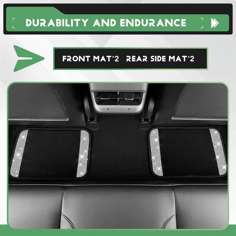 Car Floor Mat Set Universal Non-Slip PVC Heel Pad Bling Print3520 gallery