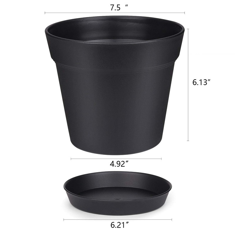 Pots for Plants, 8 Pcs 7.5 Inch Plastic Planters with Multiple Drainage Holes... gallery