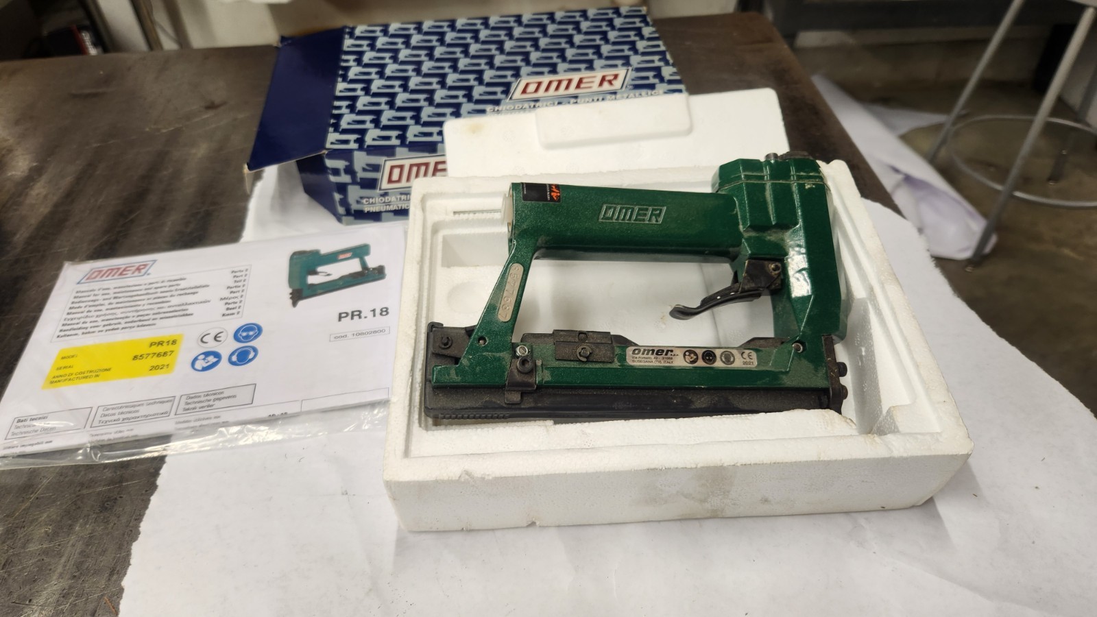 Omer PR18 10802800 Pneumatic Headless Pin Nailer 23 Gauge 3/8-11/16" NEW IN BOX gallery