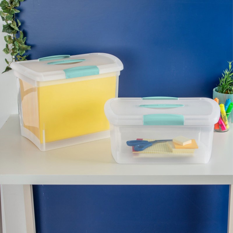 Sterilite Large Nesting ShowOffs, Stackable Small Storage Bin with Lid, 6 Pack gallery