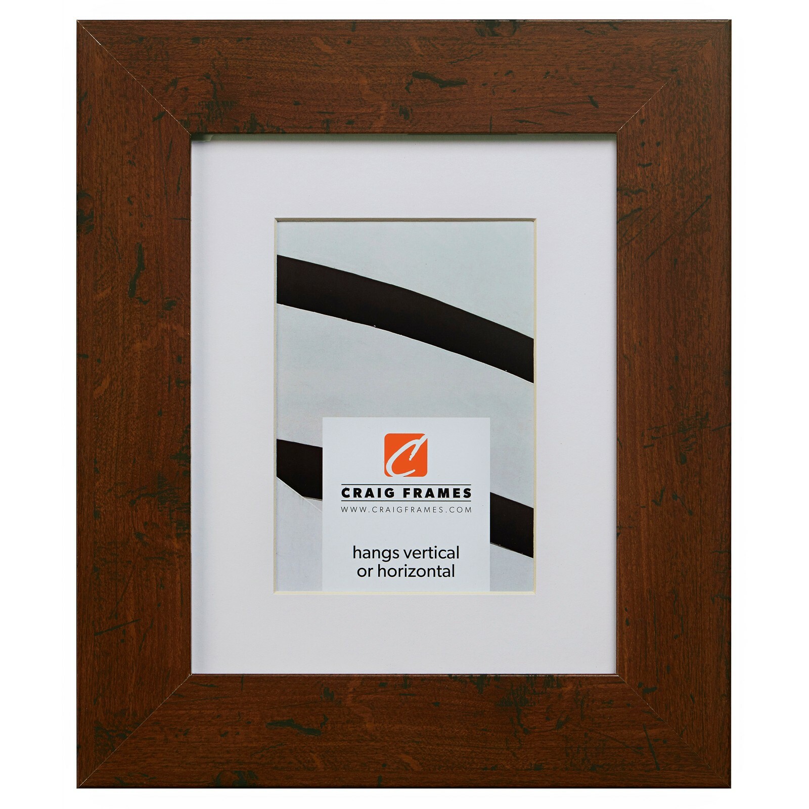 Craig Frames Flat 2" Wide Walnut Brown Rustic Picture Frame With a Single Mat gallery