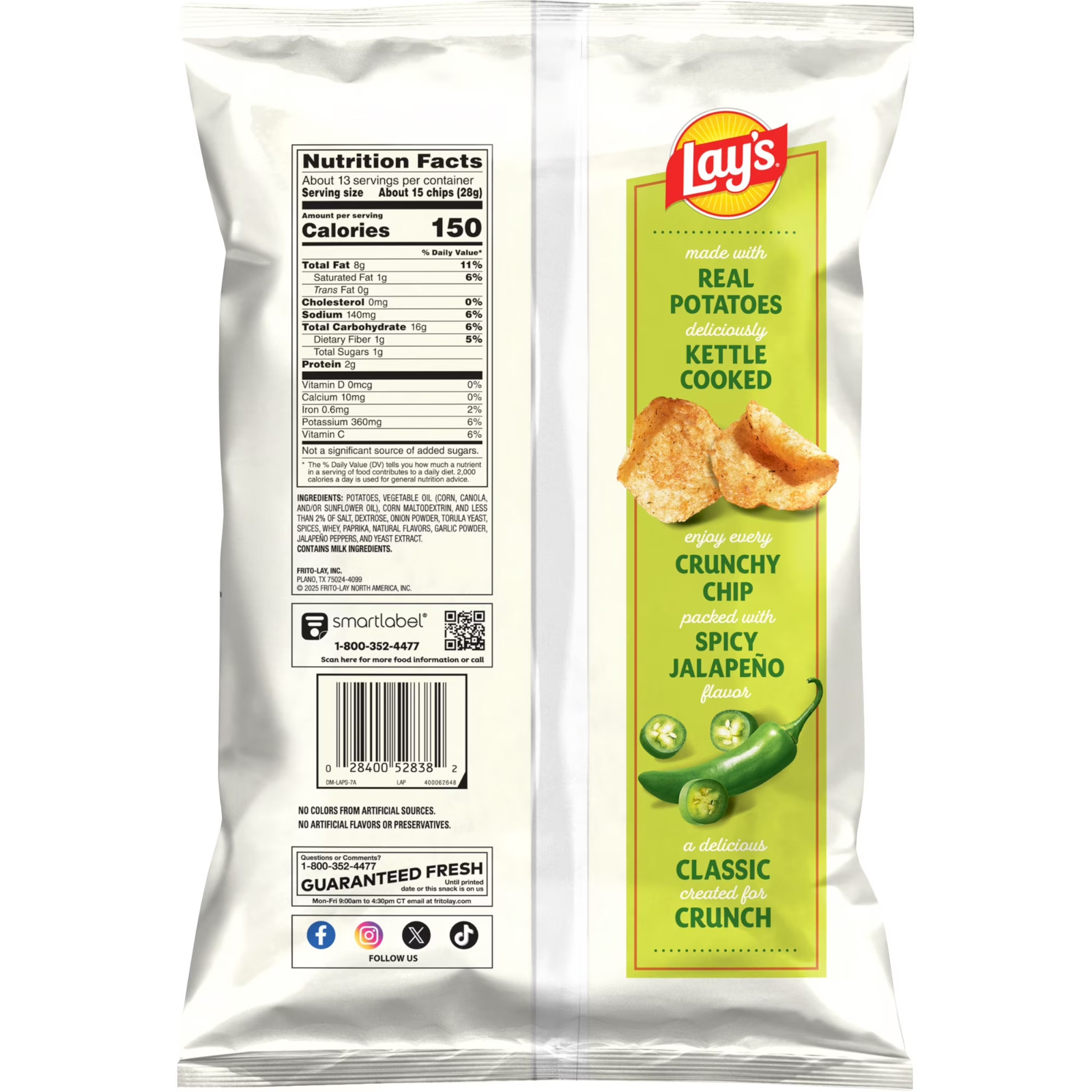 Lay’s Jalapeno Kettle Cooked Potato Chips Party Size Bag, 12.5 oz gallery
