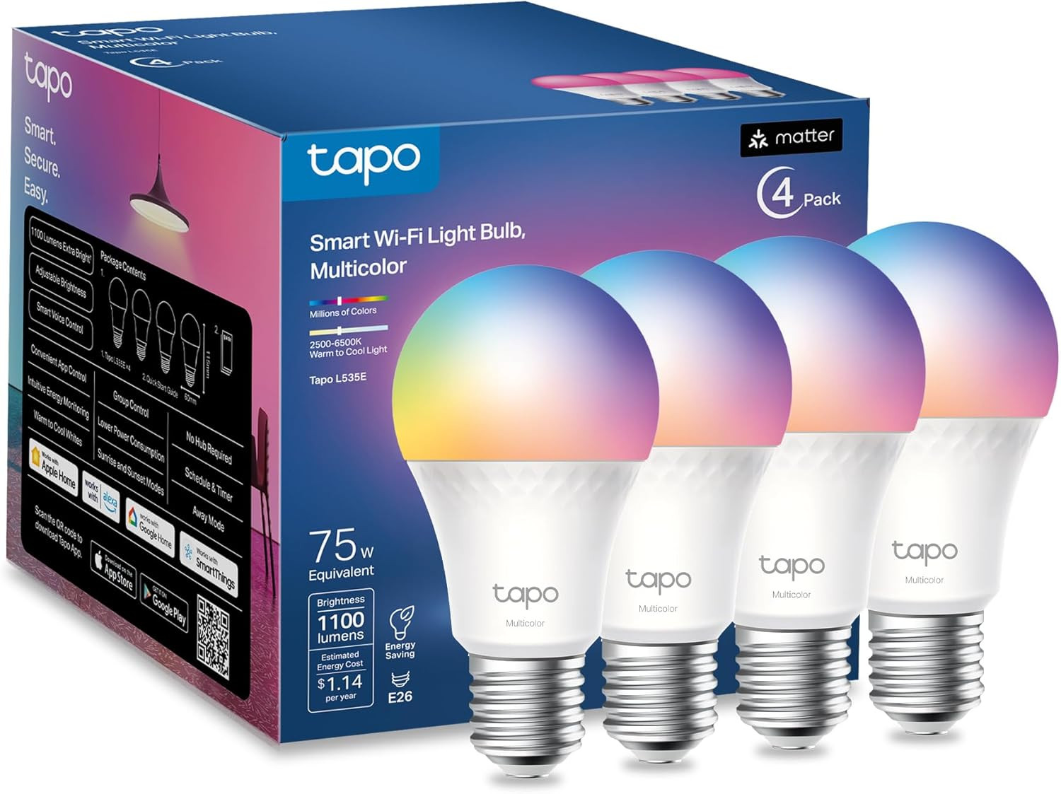 Tp-Link Smart Light Bulbs, 1100 Lumens High Brightness (75W Equivalent), Matter gallery