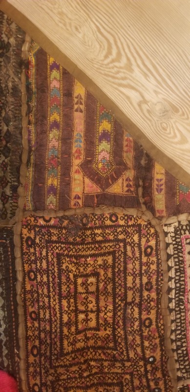 Vintage Indian Patchwork Tapestry KATCHI Mirror Rug, Handmade 3'x7' Tribal Art gallery