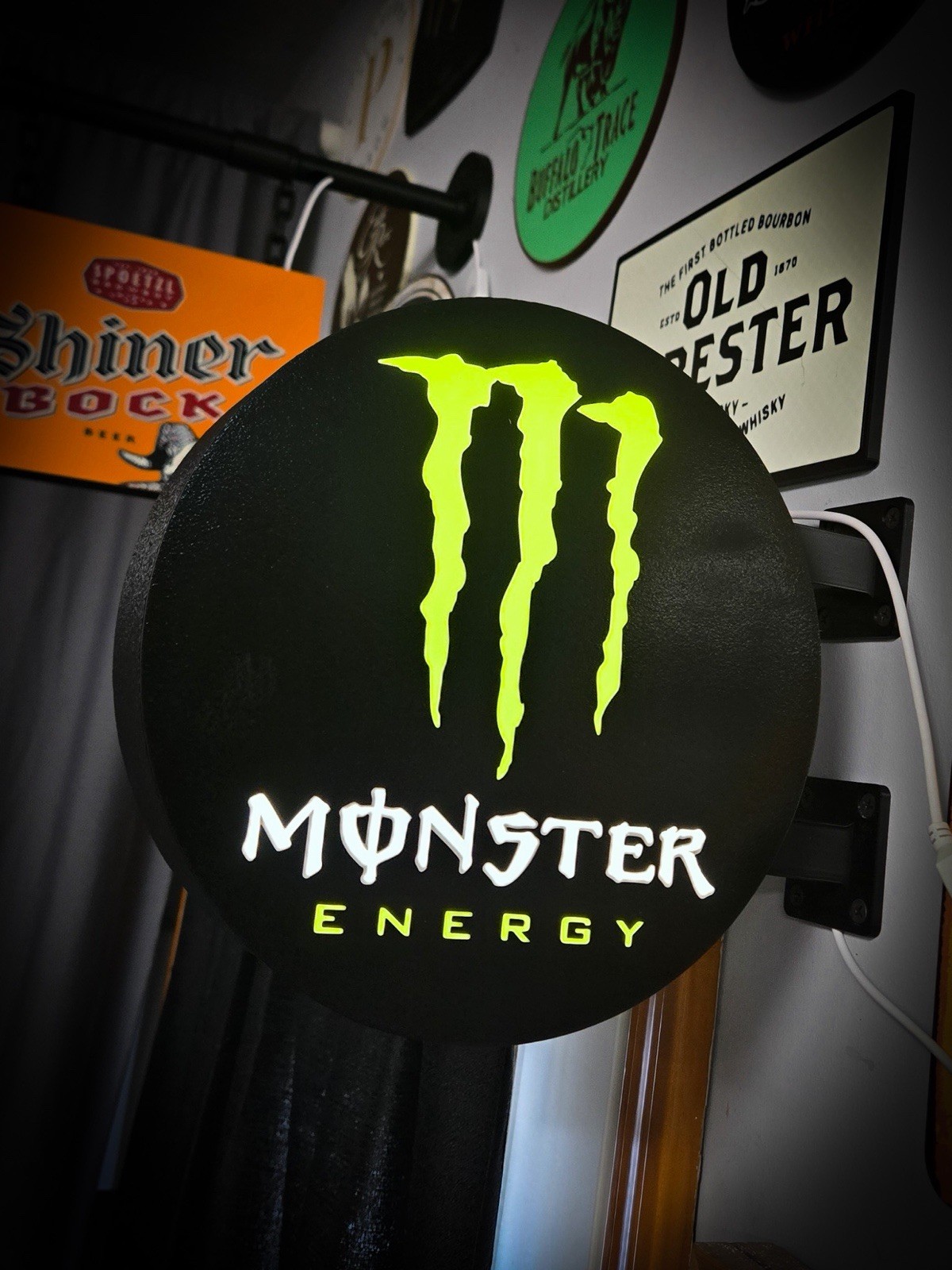 Monster Energy Round LED Light Box | USB Powered Garage Sign | RGB Option gallery