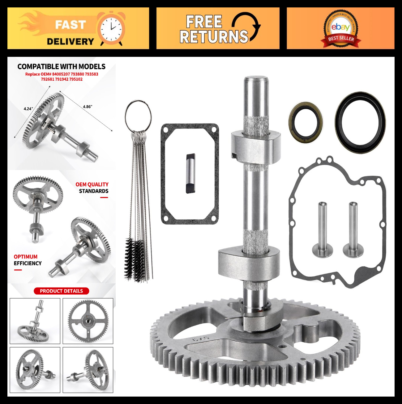Lawn Tractor Camshaft Kit for Riding Mower - Replace OEM 84005207, 793880, 79358 gallery