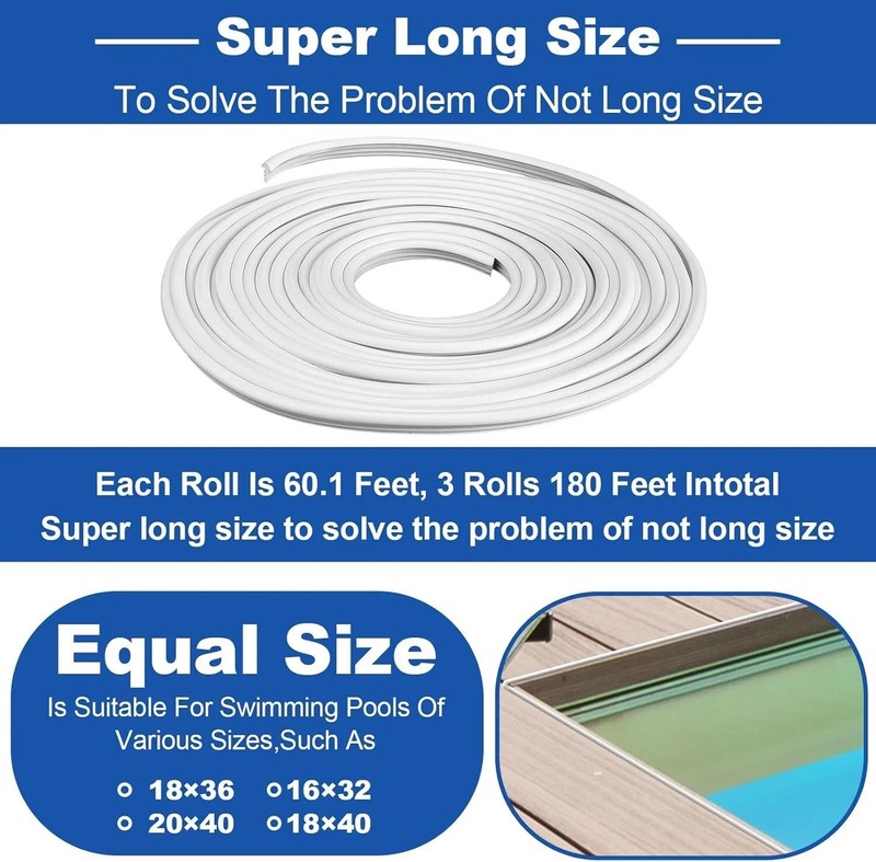 60 ft Swimming Pool Liner Lock Roll Pool Bead Lock White Pool Liner Bead Wedge gallery