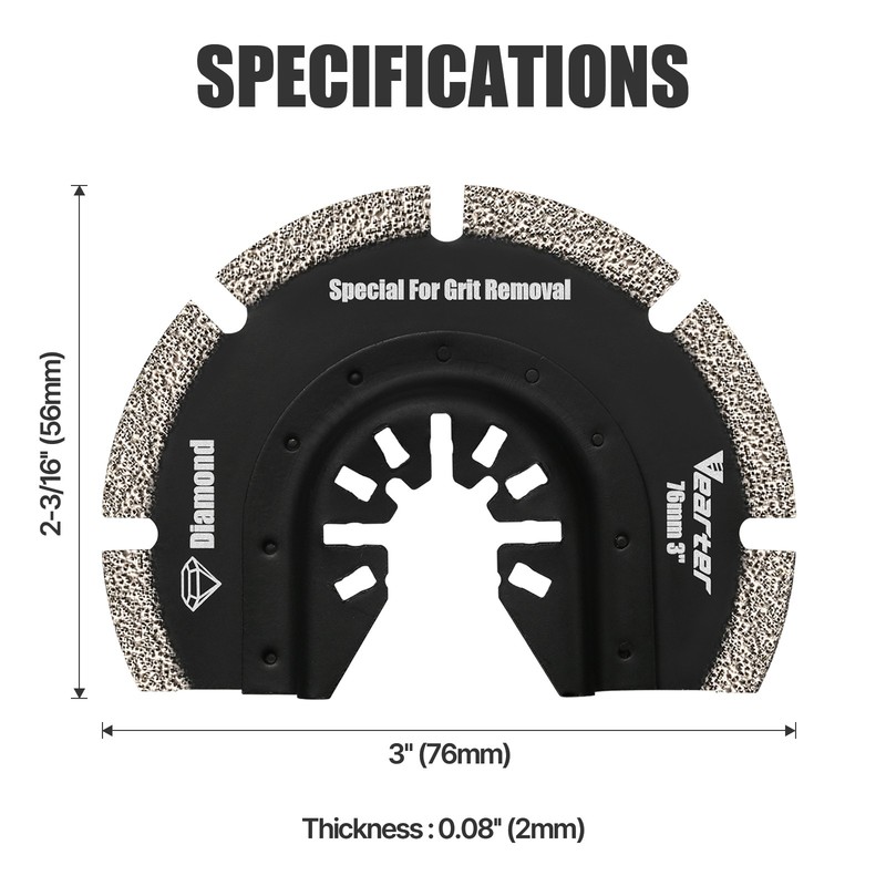 3Pcs Oscillating Multi Tool Blade Set Grit Grout Removal Diamond Saw Blade gallery