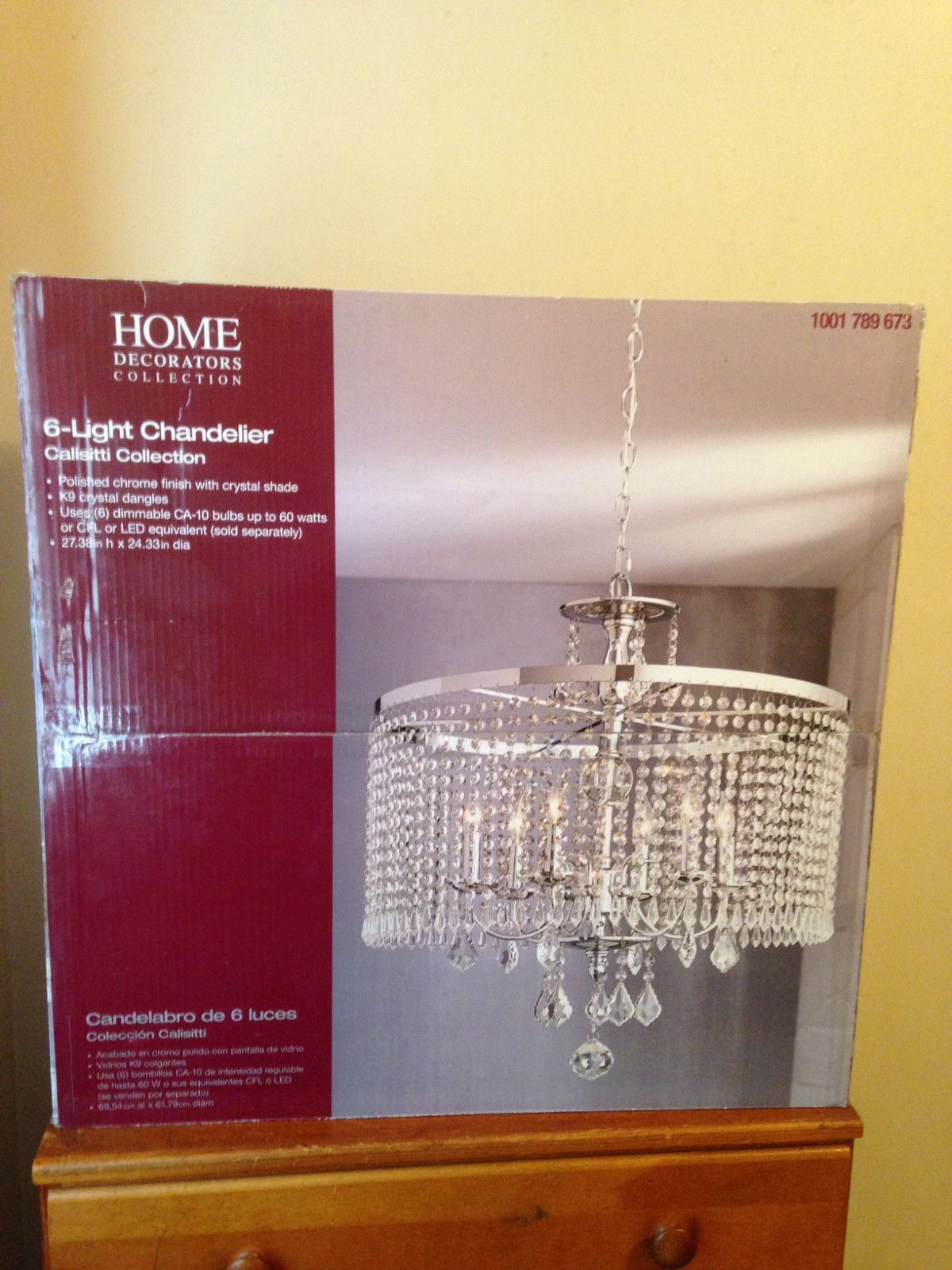 Home Decorators Collection 6 Light Chandelier. Crystal and Chrome. New in box gallery