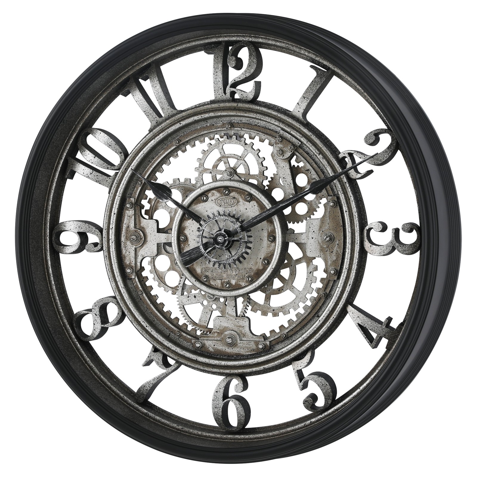 20" Indoor Rustic Metal Arabic Moving Gear Analog Wall Clock gallery