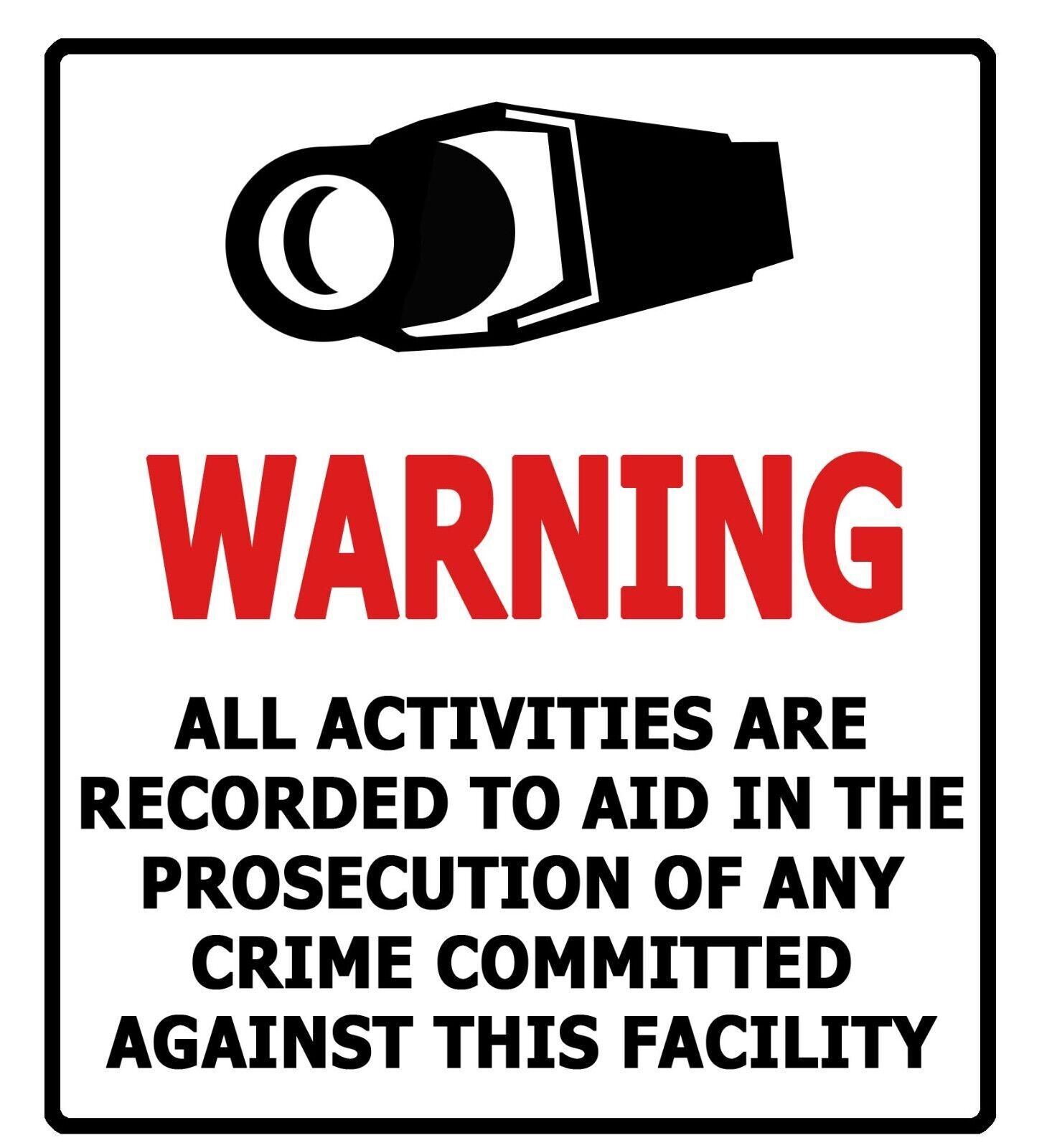 Warning Camera Sign Sticker Decal cctv recording gallery