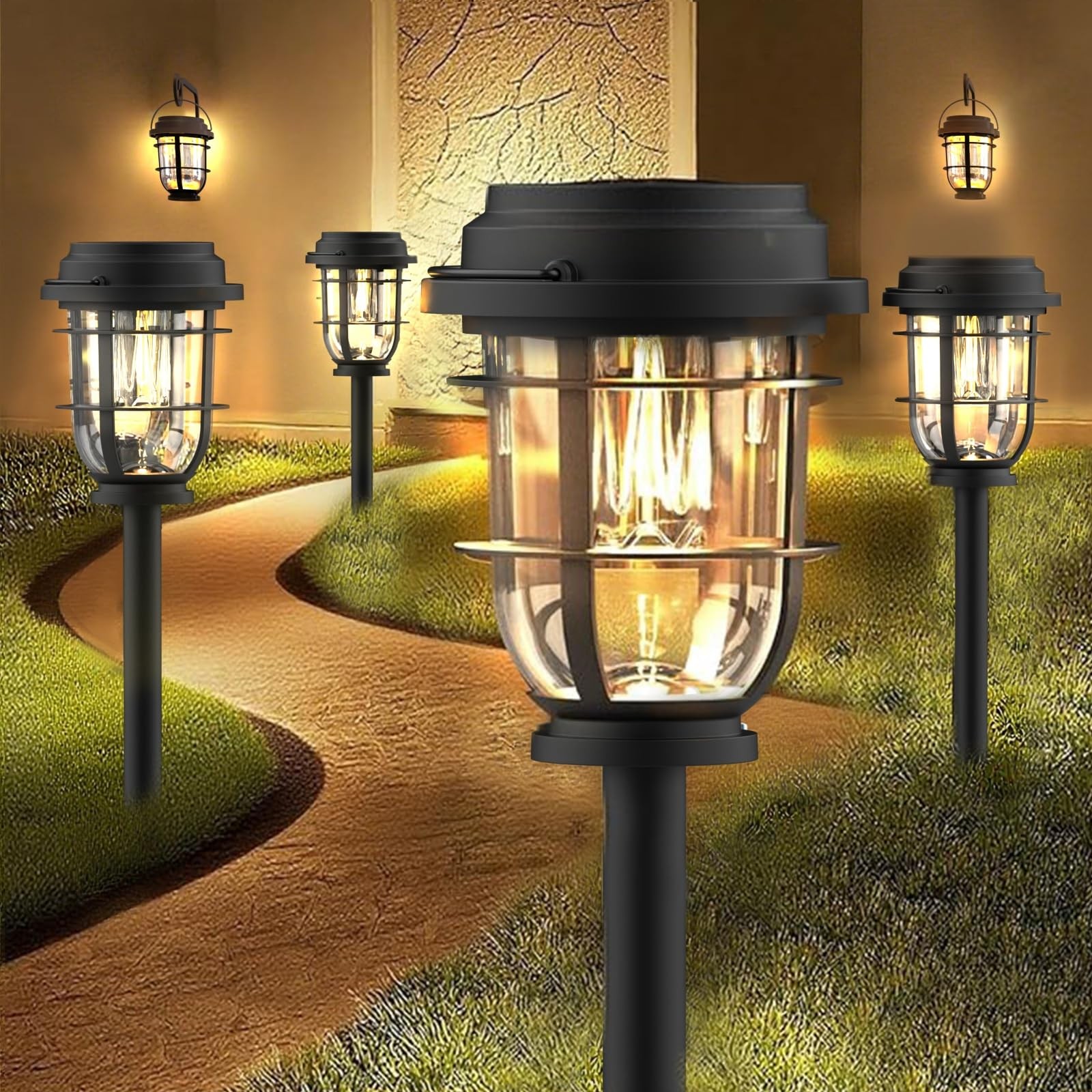 Bright Solar Pathway Lights Outdoor, 6 Pack Waterproof IP65, Auto On/Off Sola. gallery