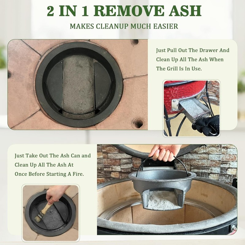 Durable Cast Iron Ash Can with Stainless Steel Drawer for Outdoor Grilling gallery