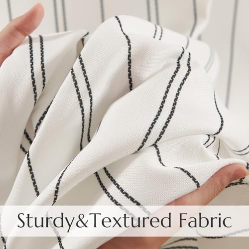 Striped Kitchen Curtains 24 Inches 25"W x 24"L (Pack of 2) Chalk Striped Black gallery
