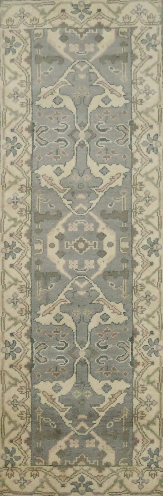Traditional Oushak Runner Rug 6–8 Ft Blue Sage Wool Hallway Carpet gallery