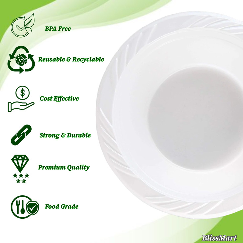 White Disposable Plastic Bowls Dessert for Parties Wedding Catering Reusable gallery