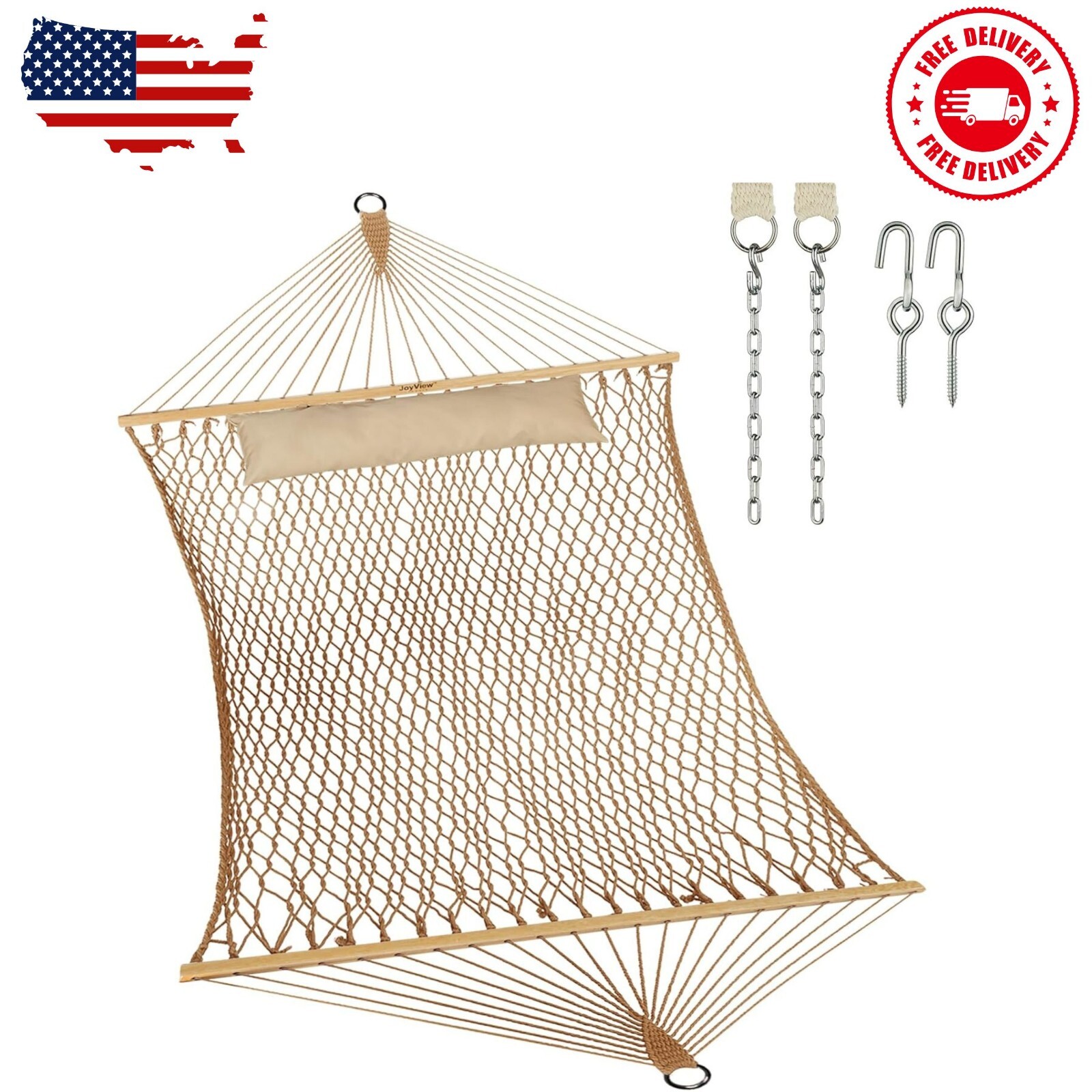 Traditional Rope Double Hammock - Hand Woven Cotton Hammock gallery