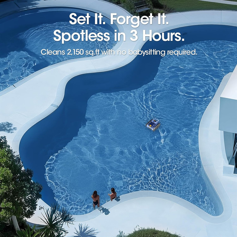 Cordless Robotic Pool Vacuum with Smarter Navigation & Track Drive, Dual 180W Br gallery