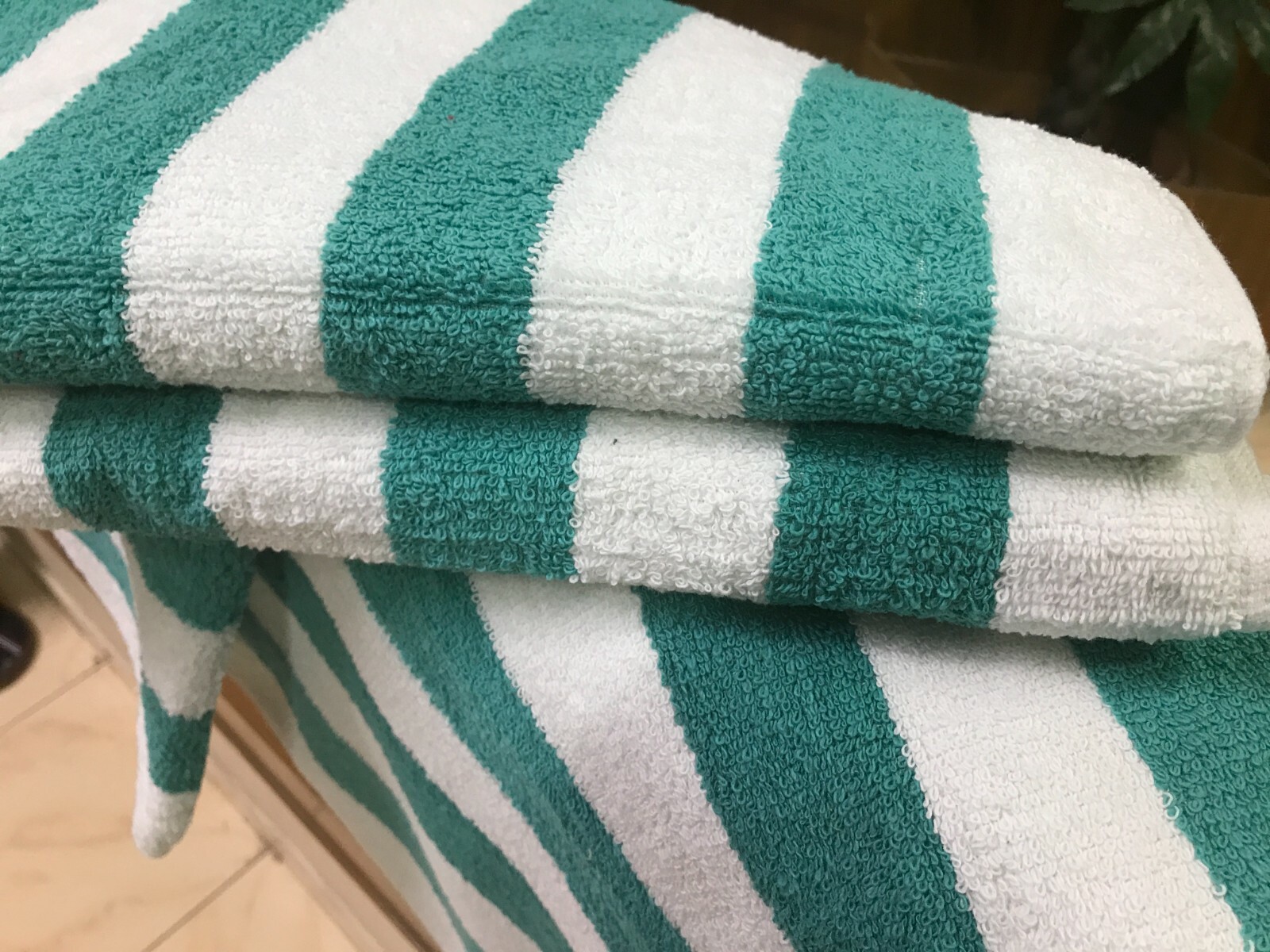 8 Packs New Large Cabana Striped Green Beach Resort Pool 30 x 70 Inches gallery