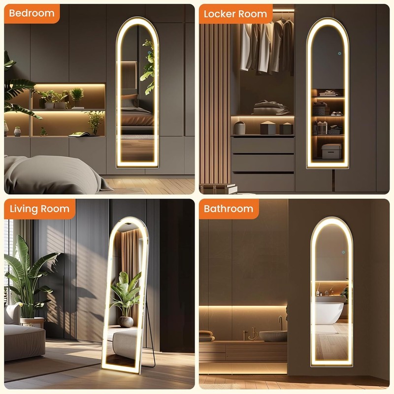 Mirror Full Length Standing Mirror LED Lights Full Body Floor Standing Mirrors gallery