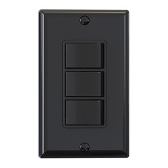 Decorator Triple Rocker Switch, Single Pole Electrical Paddle, 15A 120V In-Wall