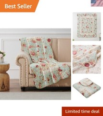 Durable 100% Cotton Quilted Throw Blanket – 50 x 60 Inches in Antique Rose