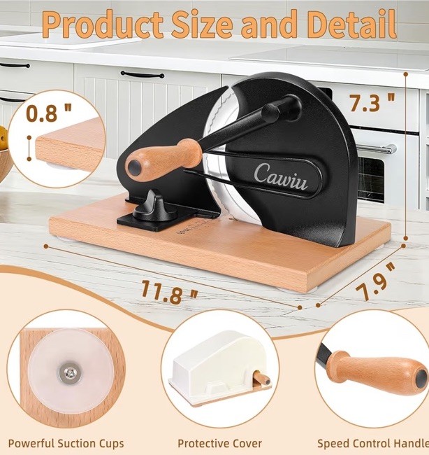 Manual Bread Slicer Adjustable Thickness Hand Crank Suction Cups Slicing Guide gallery