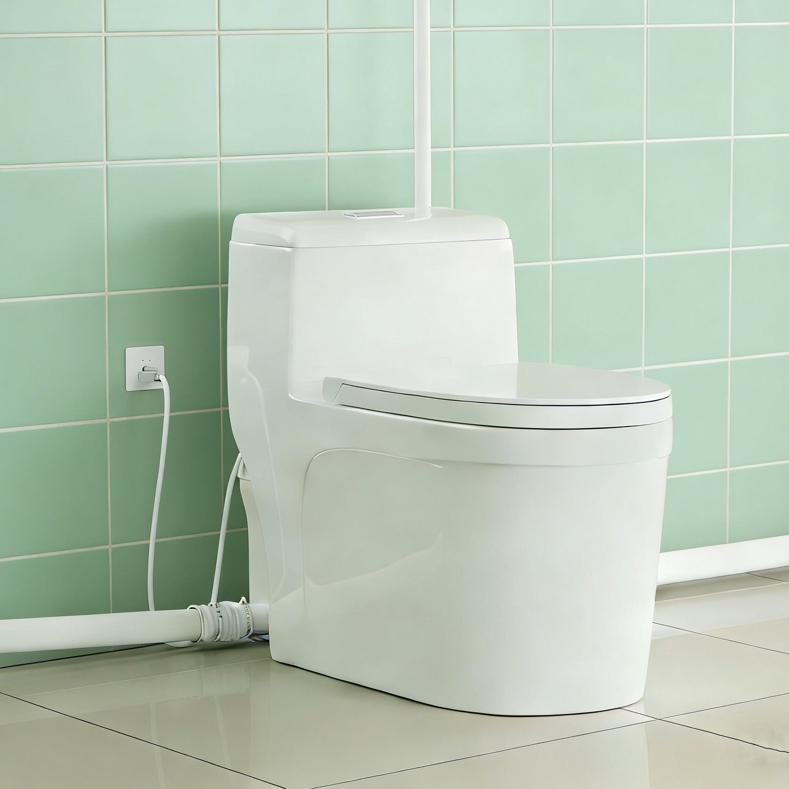 One Piece Macerating Toilet System with 600W Pump Upflush Toilet for Basement gallery