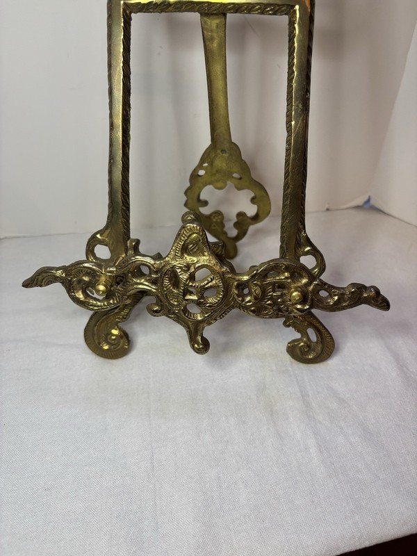 Vintage Baroque Rococo French Style Brass Picture Easel Stand freestanding 15.5" gallery