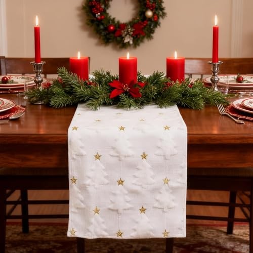 Faux Fur Christmas Winter White Table Runner, 13x48 Inch White Christmas Tree gallery
