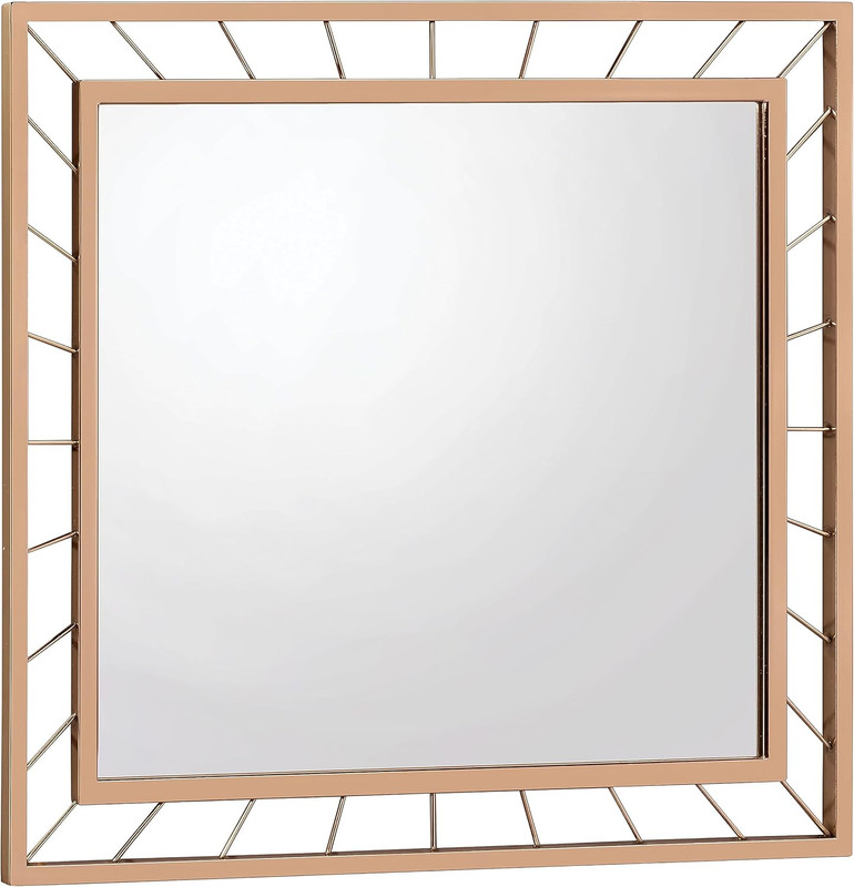 Glam Gold Rectangle Wall Mirror with Decorative Lines for Any Room gallery