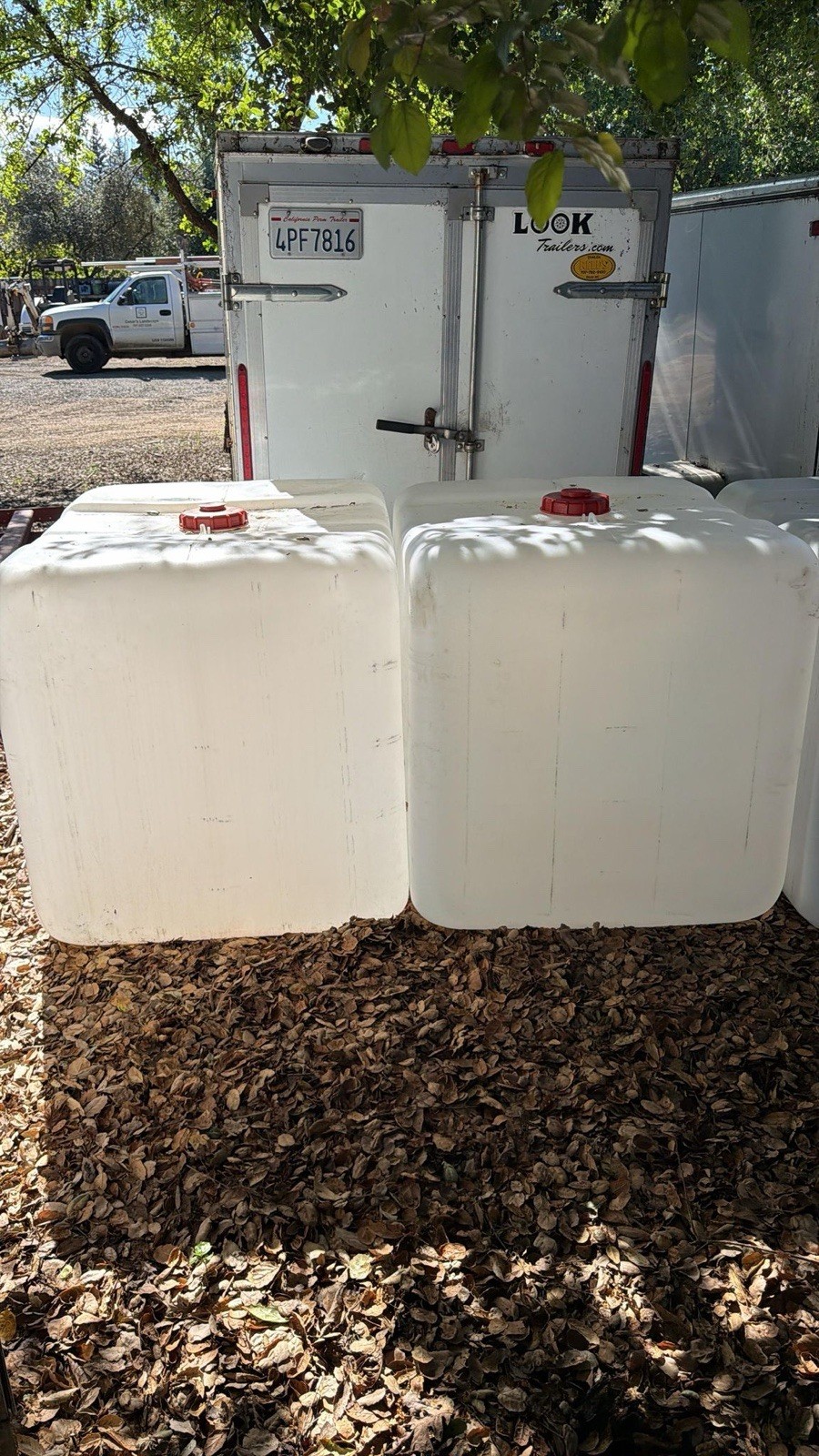 Set of 2 Large White Angular Plastic Water Tanks, 32x32x47 in Above Ground gallery
