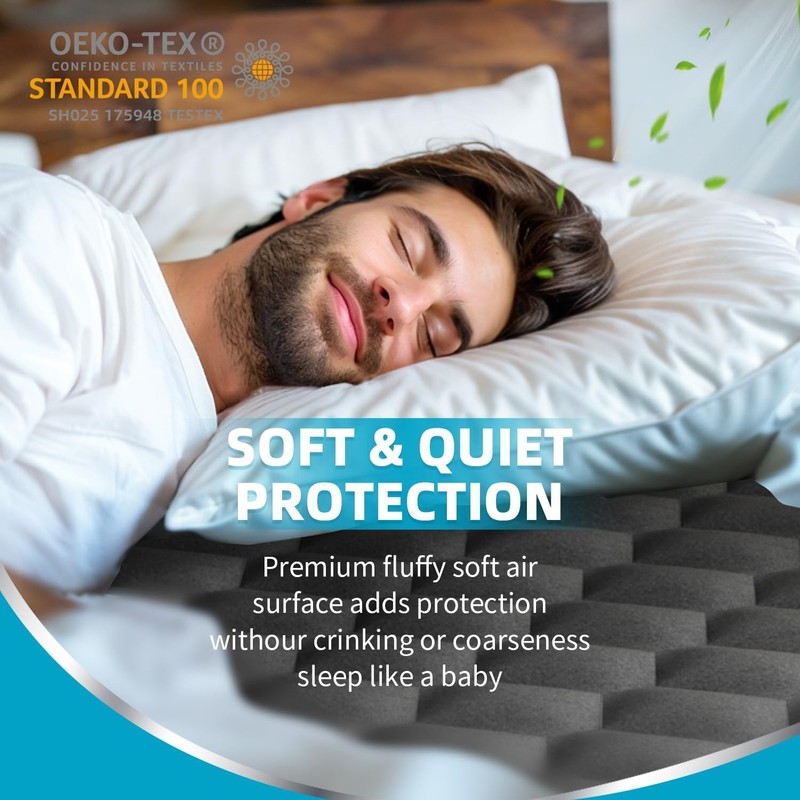 Waterproof King Mattress Protector, Noiseless King Size Mattress Pad with Deep gallery