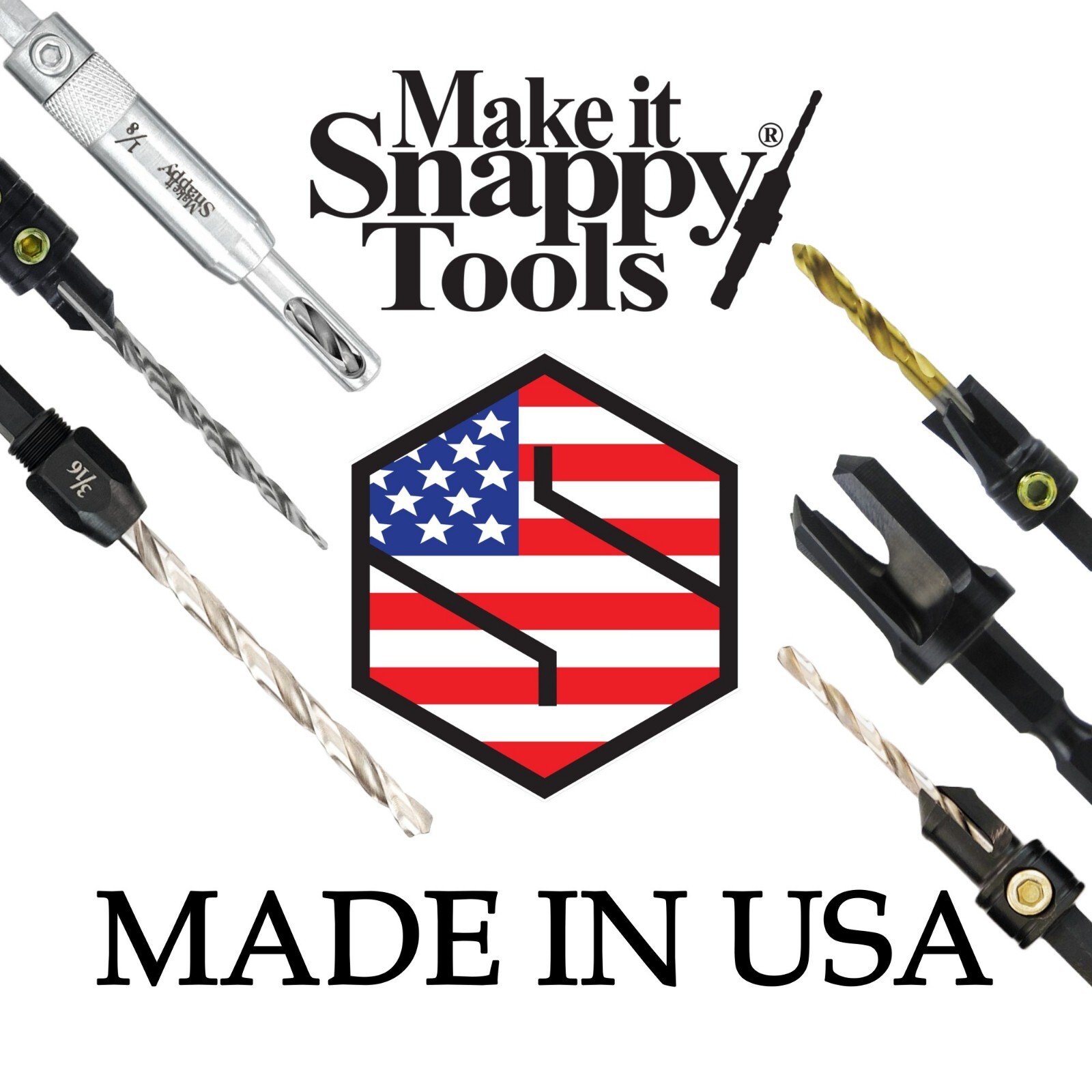 Snappy 5pc Self Centering Hinge Drill Bit Set #2–14 Cabinet MADE IN USA gallery
