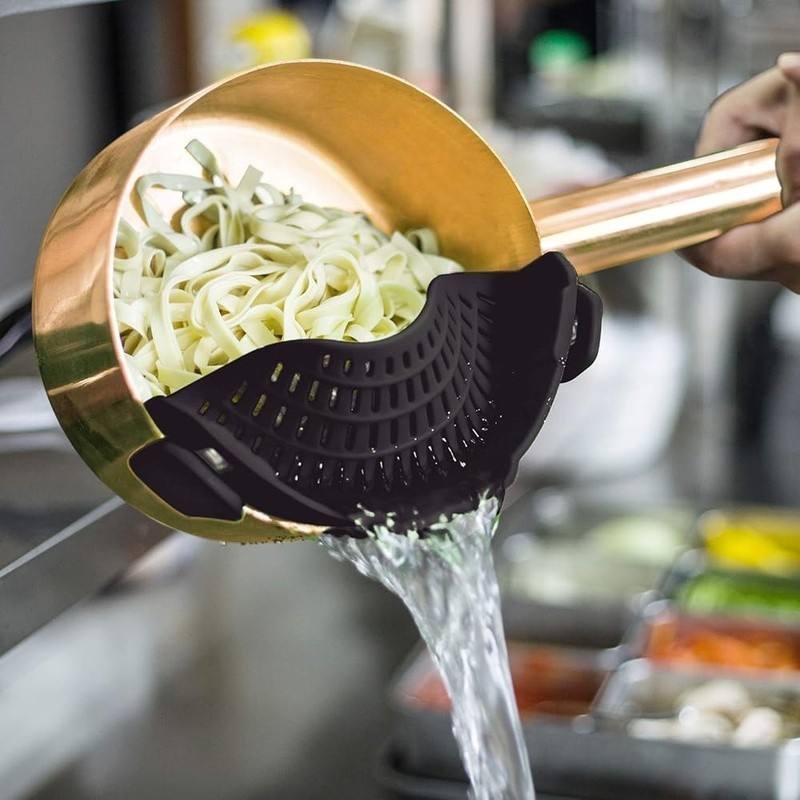Silicone Clip Strainer Kitchen Tool Quick Draining Easy Storage Dishwasher Safe gallery