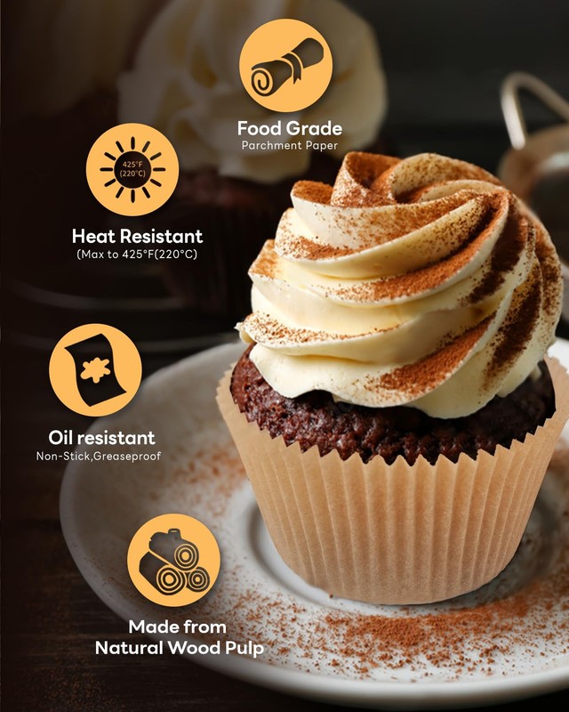 100pcs Jumbo Cupcake Liners for Baking, Natural Jumbo Muffin Liners, Unbleach... gallery