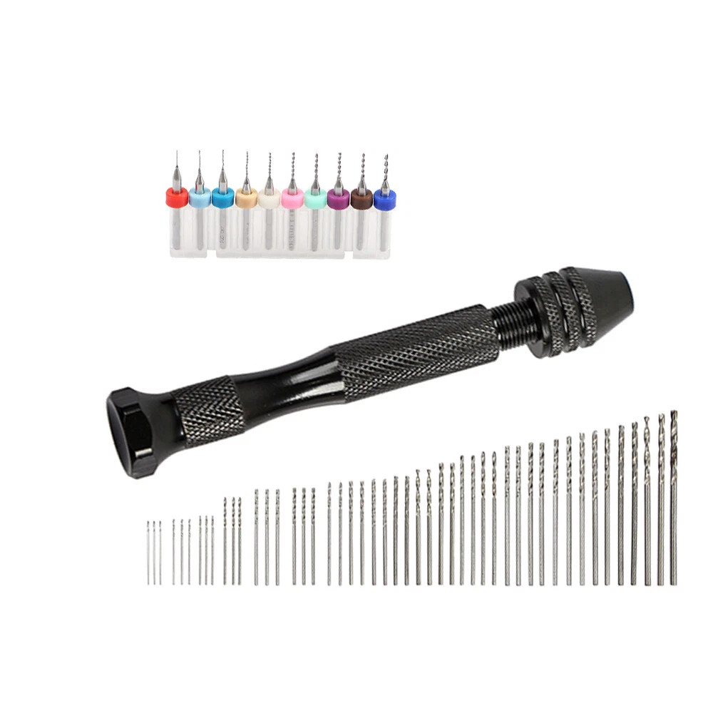 59 Pcs Precision Pin Vise Tools Mini Micro Hand Twist Drill Bits Set Rotary Kit gallery