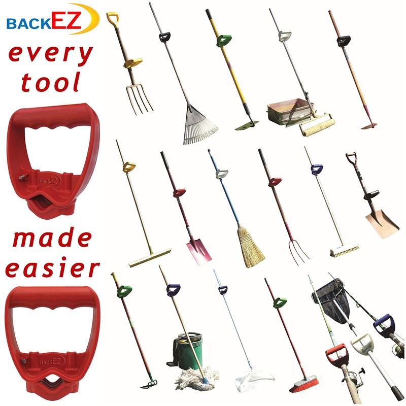 BackEZ Back-Saving Tool Handle Attachment, EVR-Grip Upgrade, Labor-Saving Red gallery