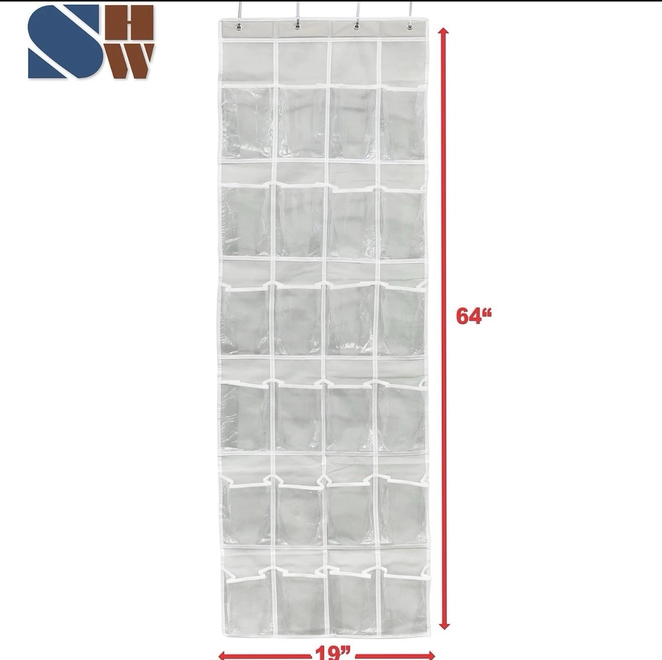 24 Pockets - SimpleHouseware Crystal Clear Over The Door Hanging Shoe Organizer, gallery