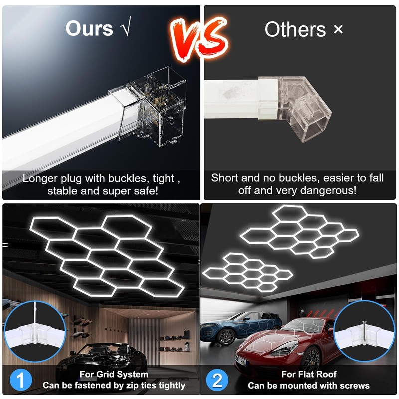 Hexagon Garage Lights，25 Pack 216W 25920LM High Brightness Hexagon Garage LED... gallery