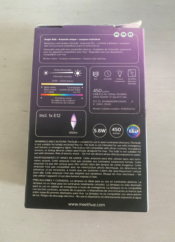 GENUINE Philips Hue E12 Bluetooth 50W Smart LED Bulb - White and Color Ambiance gallery