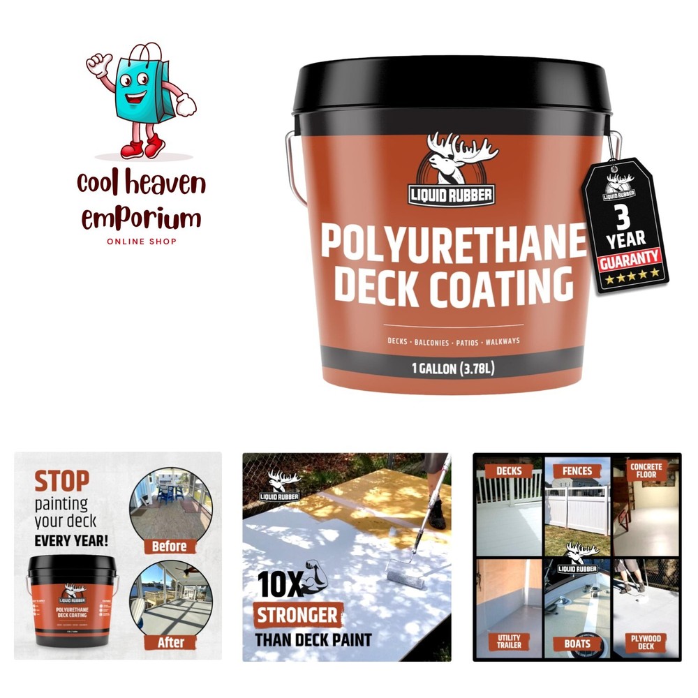 Textured Polyurethane Deck Coating - 10X Stronger Than Paint, Waterproof Sola...