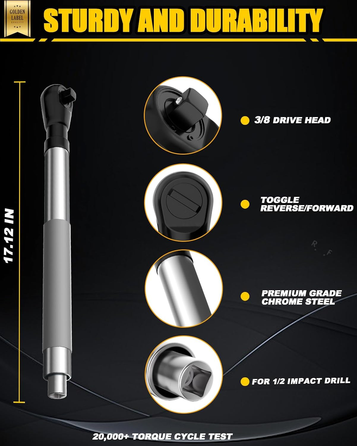 3/8" Offset Extension Wrench for Electric Drill, Impact Ratchet Extender for Tig gallery