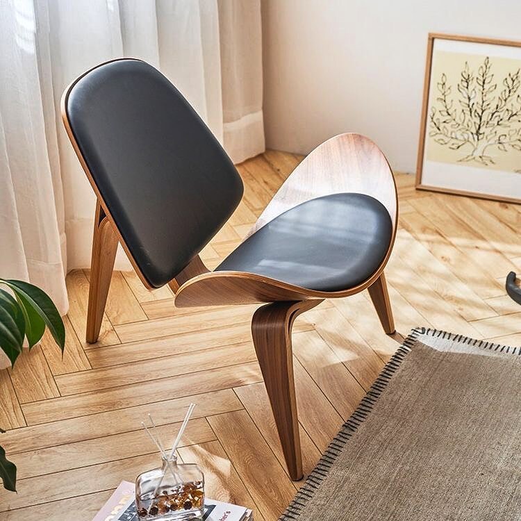 Hans Wegner Shell Lounge Chair Accent Side Chair Padded Seat For Living Room gallery
