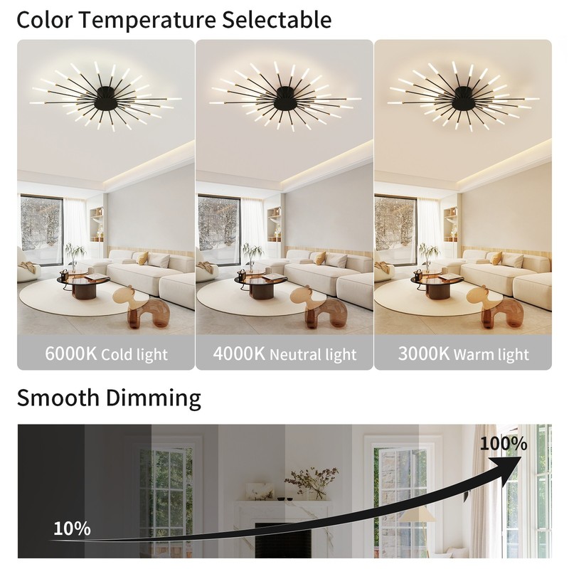 28-Light Flower LED Ceiling Light, Modern Dimmable Flush Mount with APP Remote gallery